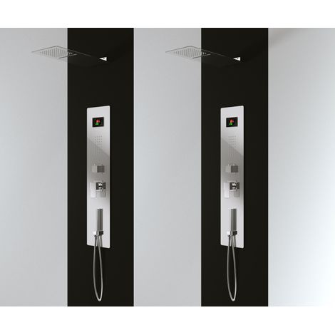 Kit doccia a 4 vie con idromassaggio e cascata acciaio inox da incasso fornito completo (1/4)