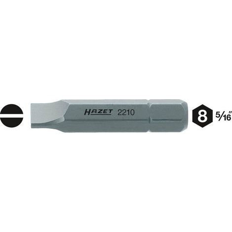 Embout-tournevis (bit) 2210-9 ∙ Hexagone massif 5/16 pouce (8 mm) ∙ Profil à fente ∙ Taille 1 x 5,5 mm (1/2)