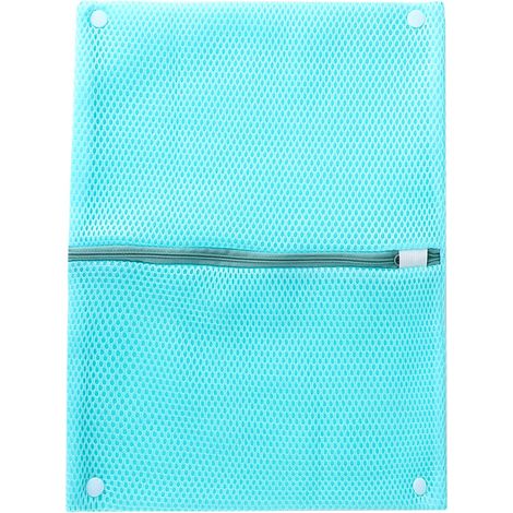 Sac de lavage en maille épaissie Polyester Bleu 34x26 cm Protection vêtements délicats sous-vêtements chaussettes anti-déformation robuste (1/5)