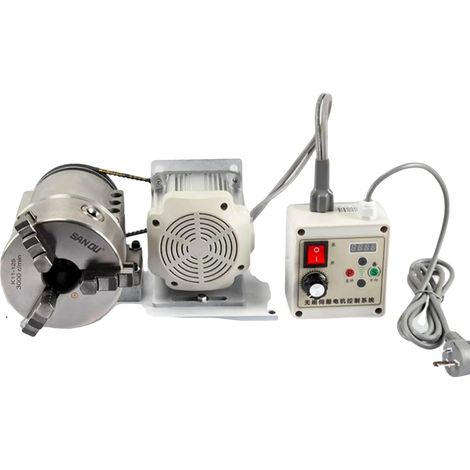 Rotary Achse, 125mm/160mm Spannfutter, 750W Leistung, 0-4500U/min Motor Geschwindigkeit, Grundgröße 300x150x10mm, Mittelpunkt Höhe 85mm/91mm (1/5)