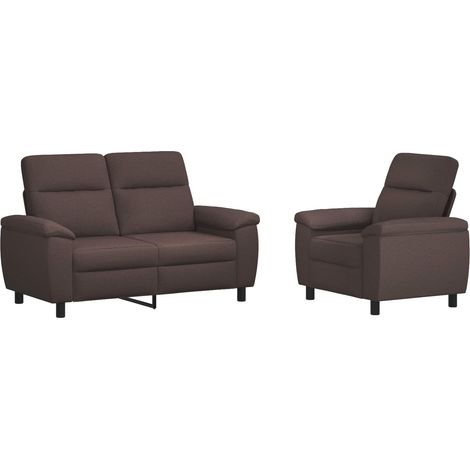 Sofa-Set 2 pcs Dunkelbraun Stoff vidaXL