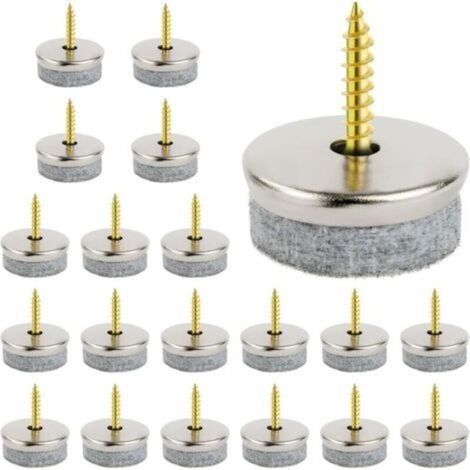 20 Pièces Patins en Feutre pour Meubles, 24mm Glisseurs Chaise à Clouer, Ronds, Faciles à Installer, pour Protéger Les Sols des Pieds de Table (1/4)