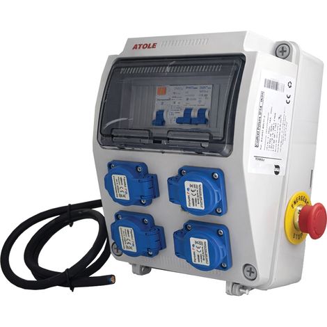 Atole – Coffret de chantier monophasé IP54 – 4 prises NF 2P+T – 16A 250V – Résistance chocs IK08 – 9 modules pour chantiers extérieurs
