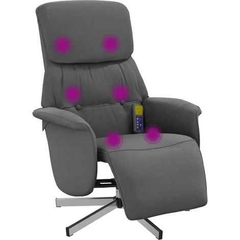 Chaise de massage relaxante en tissu gris foncé avec repose-pieds intégré – Fonction chauffage, vibration et réglage inclinaison – Idéale pour salon ou bureau (1/5)
