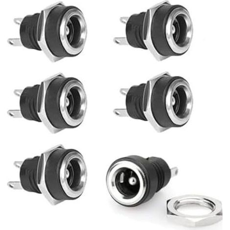 Lot de 6 connecteurs DC femelle 5,5 x 2,1 mm 2 broches DC Power Jack femelle DC encastrable (1/5)