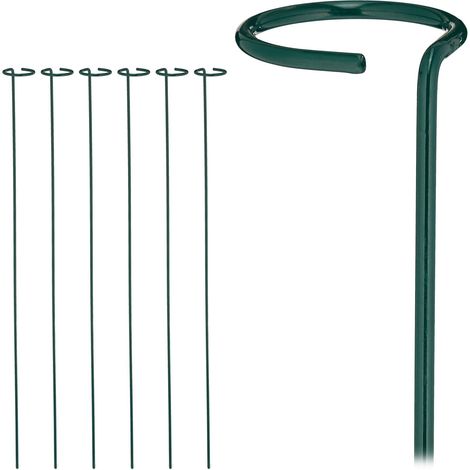 Lote de 6 tutores para plantas uso inmediato 80 x 6 cm de acero verde oscuro 130010784 (1/4)