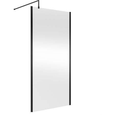 Balterley Wetroom Screen with Support Bar, 1000mm, Matt Black