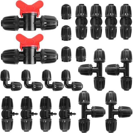22 Pièces Raccords D'irrigation pour Tubes, 16mm Connecteur de Tuyau D'eau D'Irrigation Raccords D'irrigation Droits Vanne (1/5)