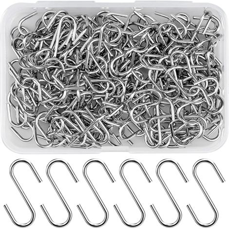150 Mini-S-Haken aus Edelstahl, 20 x 8 mm, S-Haken, Metallverbinder, S-förmige Hakenaufhänger für DIY-Projekte, Schmuckaufhängung, Schlüsselanhänger, Anhänger, Bastelarbeiten (1/5)