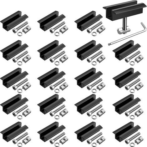 20 Solar Central Clamps, M8, Aluminum, 70mm Width, 20mm Spacing, Photovoltaic Panels (1/5)