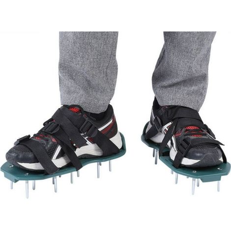 1 Paire Chaussures d'aération, clous lourds, sangles ajustables, semelle verte, pour pelouse jardin (1/5)