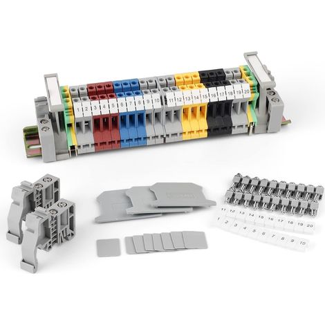 Kit de Borne de Rail DIN UK-2.5B - Bornier Connexion Rail Din, Bornier Din Rail pour les Projets D'automatisation, le Garage, les Projets de Bricolage (1/5)