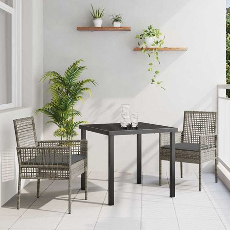 Conjunto de Comedor de Jardín 3 pcs Gris ratán sintético vidaXL (1/5)