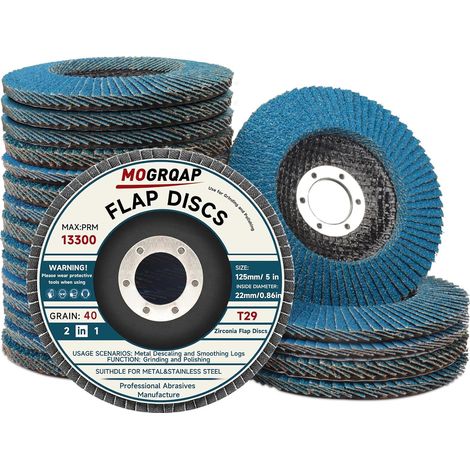 20 Pièces Disques à Lamelles, 125mm Disque 40/60/80/120 Grain Meuleuse Compartiments pour Meuleuse Convient à l'acier Inoxydable, Bois, Métal (1/5)