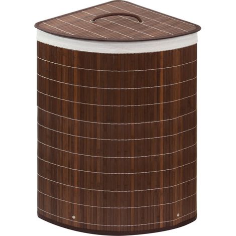 Cesta portabiancheria angolare marrone bucato bambù mod. Balù (1/2)