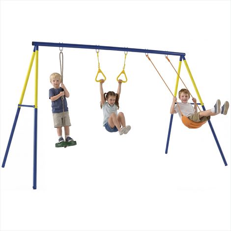 Portique de balançoire Acier robuste 3-en-1 portique balançoire (1/5)