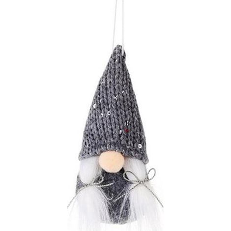Poupée Tricotée Sans Visage - Décoration De Noël Pour Arbre Porte Mur Cheminée - 13 cm - Blanc Kaki Rouge - 1 Pièce (1/2)