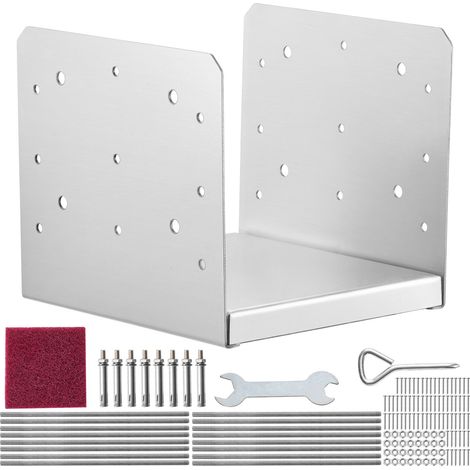 Support de poteau 203,2x203,2 mm, lot de 4, ancre réglable en acier inoxydable pour pavillon, terrasse et rampe (1/5)