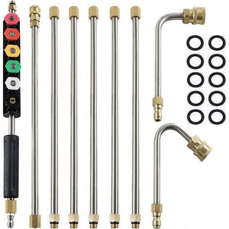 4000PSI Pointes de Lance de Remplacement télescopiques Outils de Nettoyage pour Le Lavage des fenêtres de Toit,Barres d'extension pour nettoyeur haute pression (1/5)
