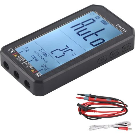 FoctroMultimètre multifonction ET8134, LCD, automatique, avec fonction d'alarme, 10A, 600V