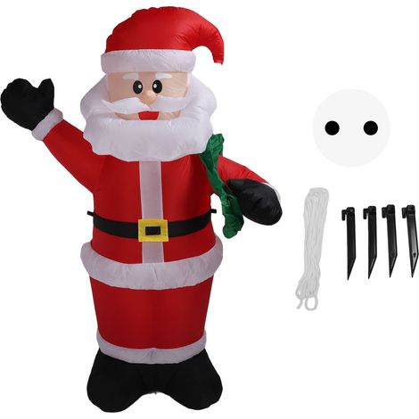 1,8 m großer, beleuchteter, aufblasbarer Weihnachtsmann aus Polyesterfaser für Veranstaltungen und Einkaufszentren, EU-Stecker 100–240 V (1/5)