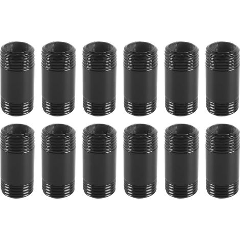 Riven Lot de 12 raccords de mamelon en acier malléable de 1/2", noirs, pour bricolage, steampunk industriel, vintage, 20 mm (1/5)