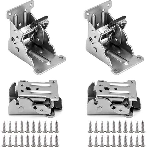 4 charnières autobloquantes argentées, charnières pliantes invisibles, supports pliants, charnières de support de table et de chaise (1/5)
