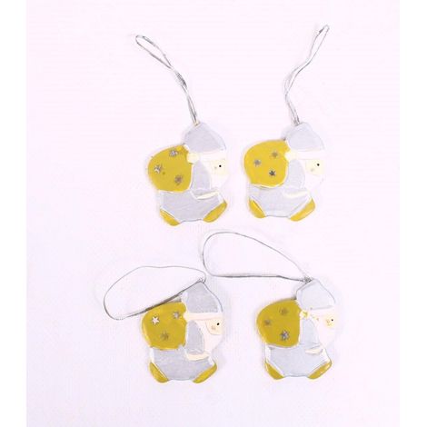 Décorations Père Noël en bois, set de 4, 4 x H. 5 cm (lot de 10) (1/2)