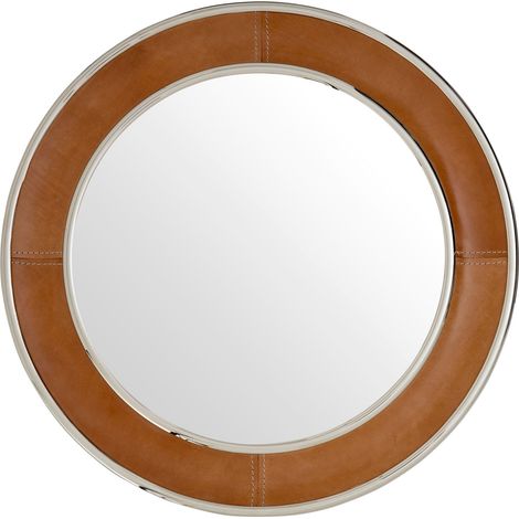 Premier Housewares Churchill Tan Genuine Leather Wall Mirror (1/2)