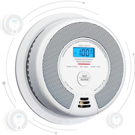 Détecteur Fumée et CO Interconnecté par Radio, SC07-W, Lot de 1 Batterie Scellée 10 ans, Portée de Transmission Supérieure à 250 m, Série Link+ (1/5)