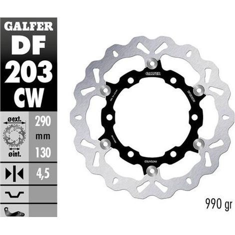 DISQUE DE FREIN AVANT GALFER KAWASAKI NINJA 250R '08-'12, ZX25R '20-'21 (290X130X4,5 MM) CENTRE EN ALUMINIUM (990 GRAMMES)