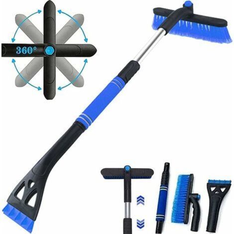 3 in 1 Snow Brush, Car Scraper, Car Brush, Frost Scraper, Foam Handle for Ice Scraper, Snow Brush for Car Extendable (Blue) (1/5)