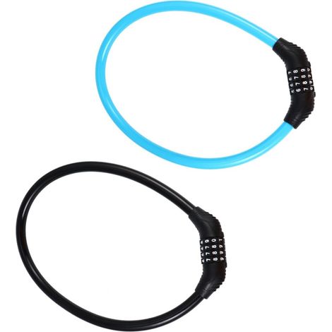 Lot de 2 antivols à code pour vélo avec combinaison à quatre chiffres, chaîne de sécurité robuste (1/5)