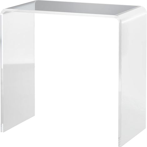 U-förmiger Couchtisch aus transparentem Acrylglas mit glatten Kanten und abgerundeten Ecken, 53,5 x 30,5 x 53,5 cm