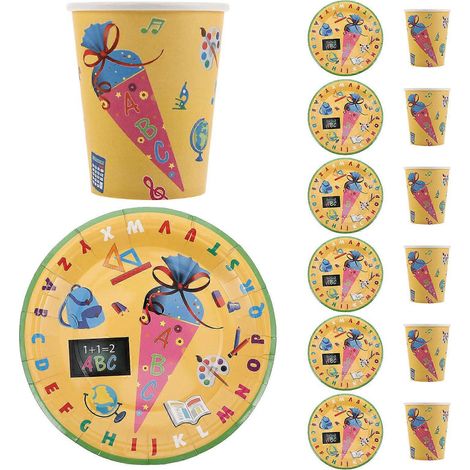 Assiettes en carton rondes de couleurs assorties pour enfants (32 pièces) - Fournitures pour la rentrée scolaire (1/5)
