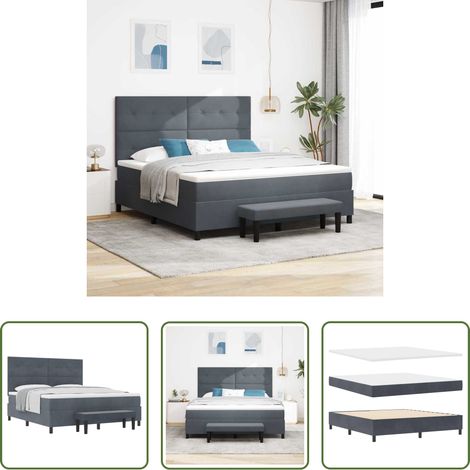 Samt -  Boxspringbett mit Matratze Dunkelgrau 180 x 200 cm Samt (1/5)