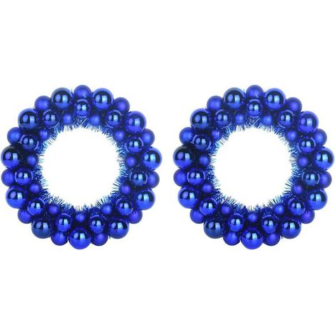 Couronne de boules de Noël, 2 pièces, bleue, 33 x 33 x 7 cm (1/5)