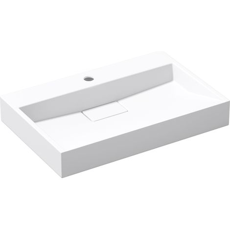 doporro® Lavabo sobre encimera Colossum19 lavabo suspendido blanco mate de diseño de 80 cm de ancho incluye válvula de desagüe 1 orificio para grifo