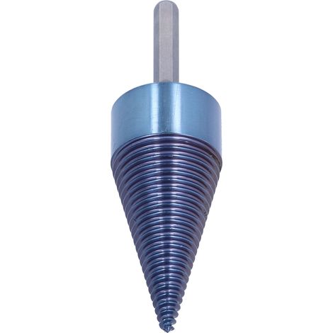 Fendeur de bûches à cône torsadé, foret à queue hexagonale, revêtement bleu, outil de fendage 42 mm L (1/5)