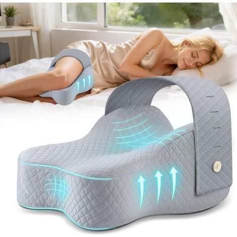 Knee pillow for side sleepers,  hip pain relief,  leg pillow for side sleeping with adjustable strap,  sciatica and back pain relief,  knee pillow,  grey (1/5)