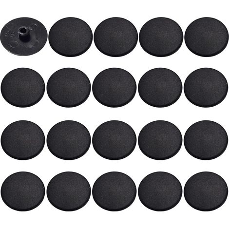 Cyclingcolors – Lot de 20 cache vis plastique noir – Tête plate CHC FHC 15mm – 6 pans creux Allen SW4 – Dimensions: d=4mm, D=17mm, l=3mm