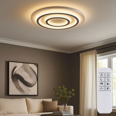 LED Deckenlampe dimmbar mit Fernbedienung Kristall Deckenleuchte weiß Wohnzimmerlampe, Farbwechsel, 60W 2100lm warmweiß-kaltweiß, D 55 x 6 cm