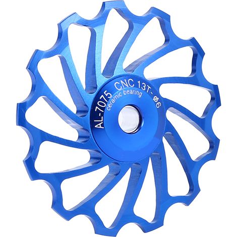 2 x Poulie céramique 13T pour dérailleur arrière vélo, roulement à billes, alliage léger (bleu) (1/2)