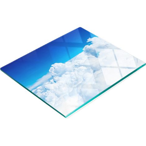 Pannello decorativo multifunzionale da cucina in vetro temperato con motivo nuvole, 60x52 cm. (1/5)
