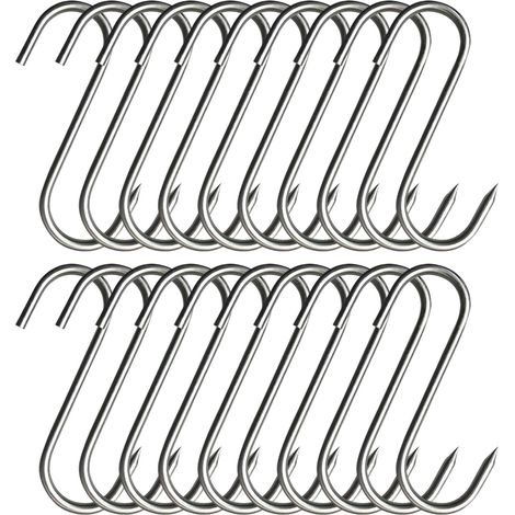 20 Crochets à Viande Inoxydables, Crochet de Boucher en Acier Inoxydable - S Multifonction pour Fumoir, Séchage et Suspension de Viande (1/5)