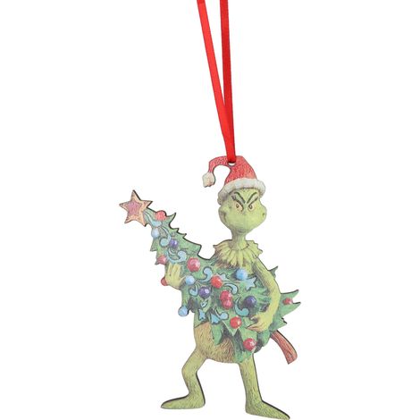 Pendentif monstre aux cheveux verts en bois, décoration de Noël artisanale pour la maison, la chambre ou le bureau, type sapin de Noël (1/5)