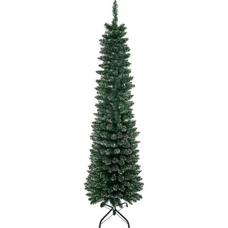 HOMCOM Albero di Natale Innevato in PVC Alto 165cm 443 Rami e Base Rimovibile (1/5)