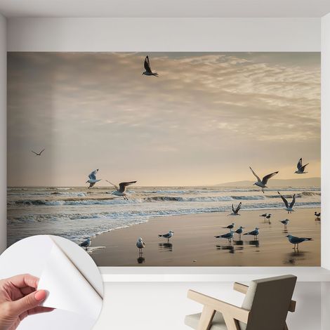 Selbstklebend Tapete - abwaschbar - Raumgestaltung Schlafzimmer Wohnzimmer Tapete Ruhe am Meer 152x104 cm (1/5)