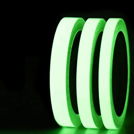 Nastro adesivo fluorescente - 10 mm x 10 m - Nastro riflettente fosforescente per l'uso al buio (1/4)