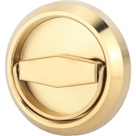 Serrure de porte en acier inoxydable avec poignée et anneau de traction pour portes d'armoires, de tiroirs et de penderies, dorée (1/5)